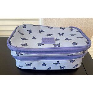 TENDER LOVE & + CARRY Travel Toiletry Makeup Cosmetic Bag Purple butterflies zip